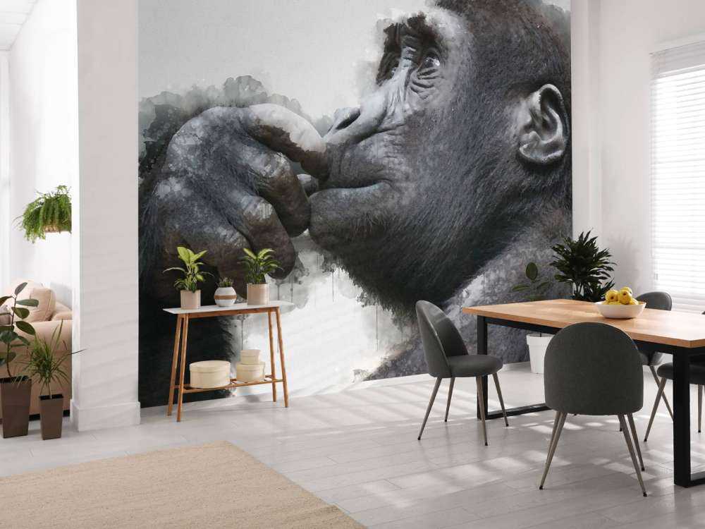 Watercolor chimpanzee