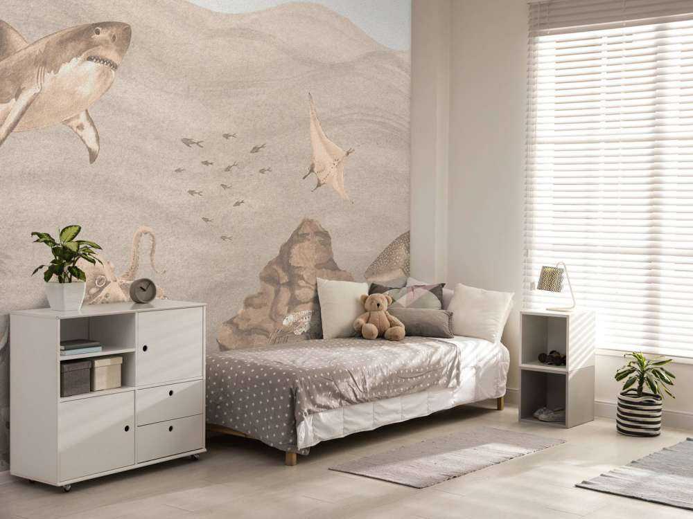 Underwater world with sharks