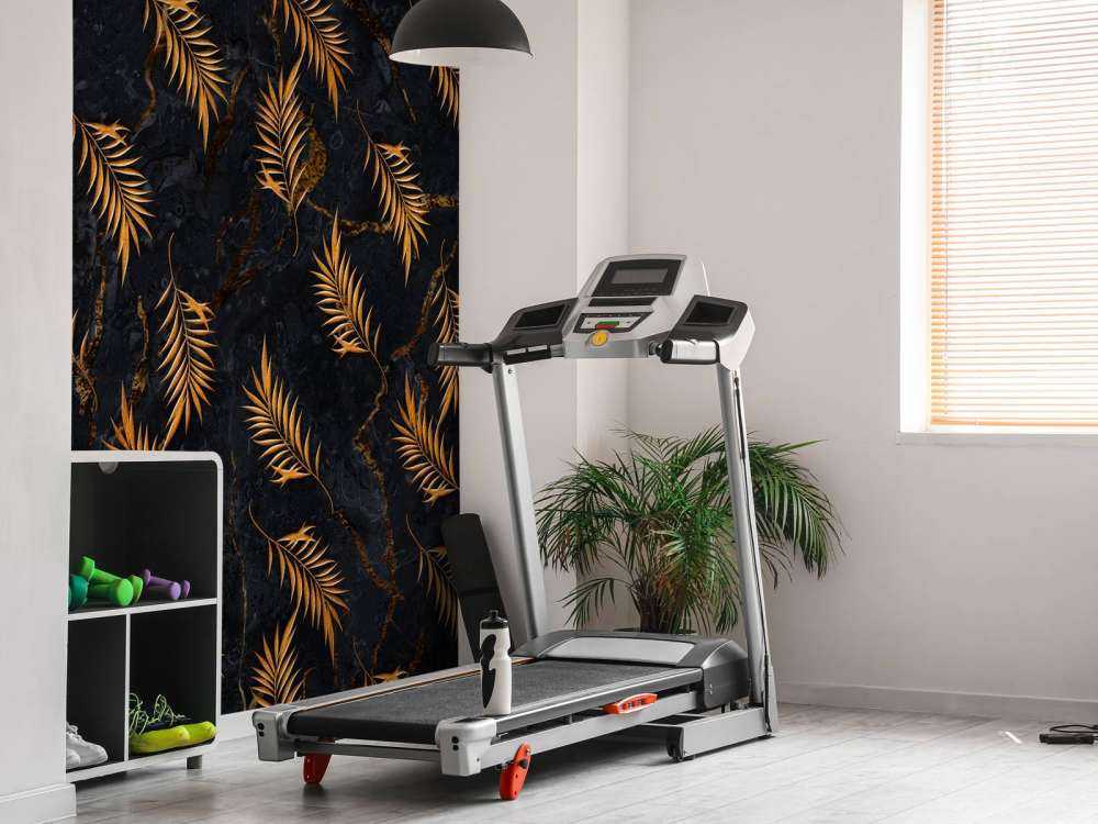 Tropical leaves on marble