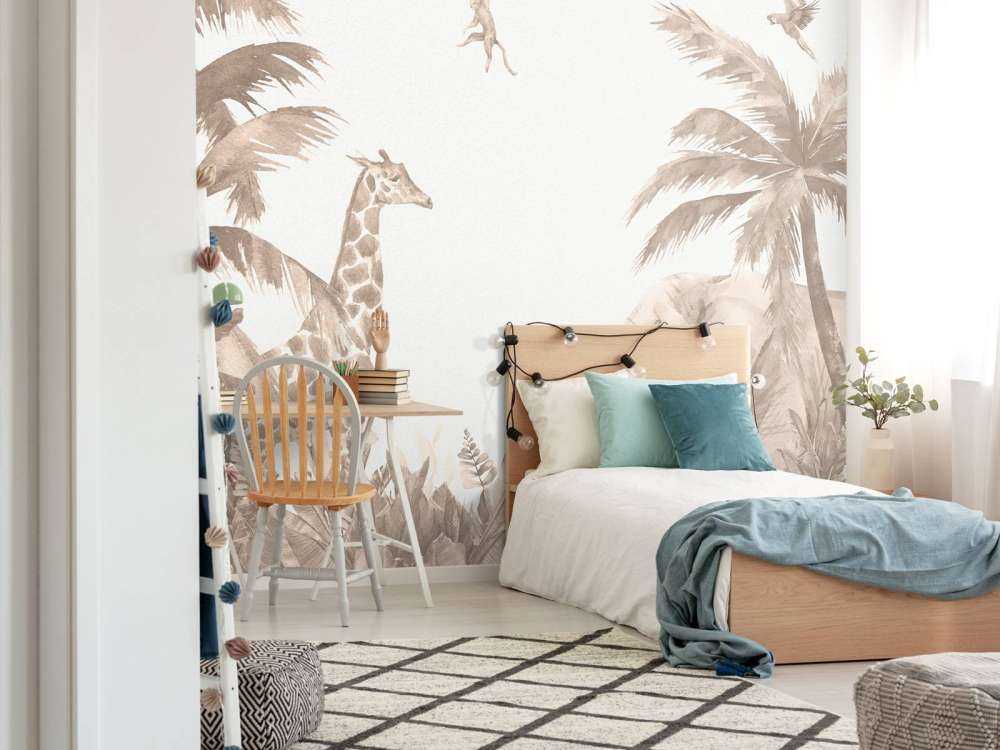 Various jungle animals in taupe