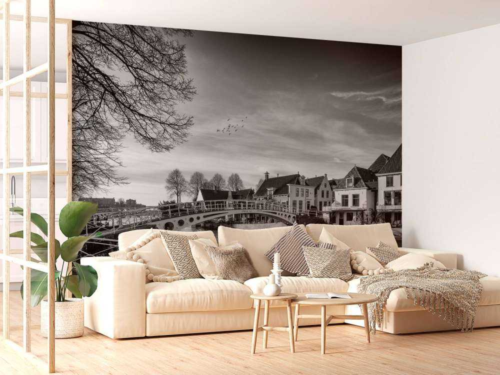 Fortified town Dokkum Bridge over Klein Diep Friesland 