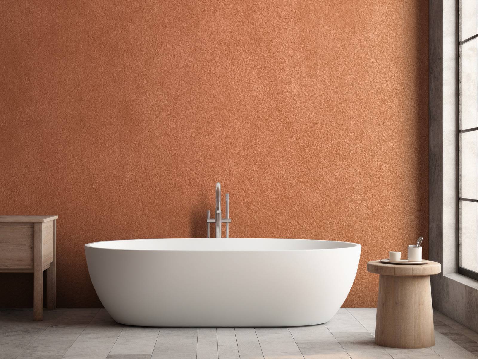 Leather structure in terracotta colours