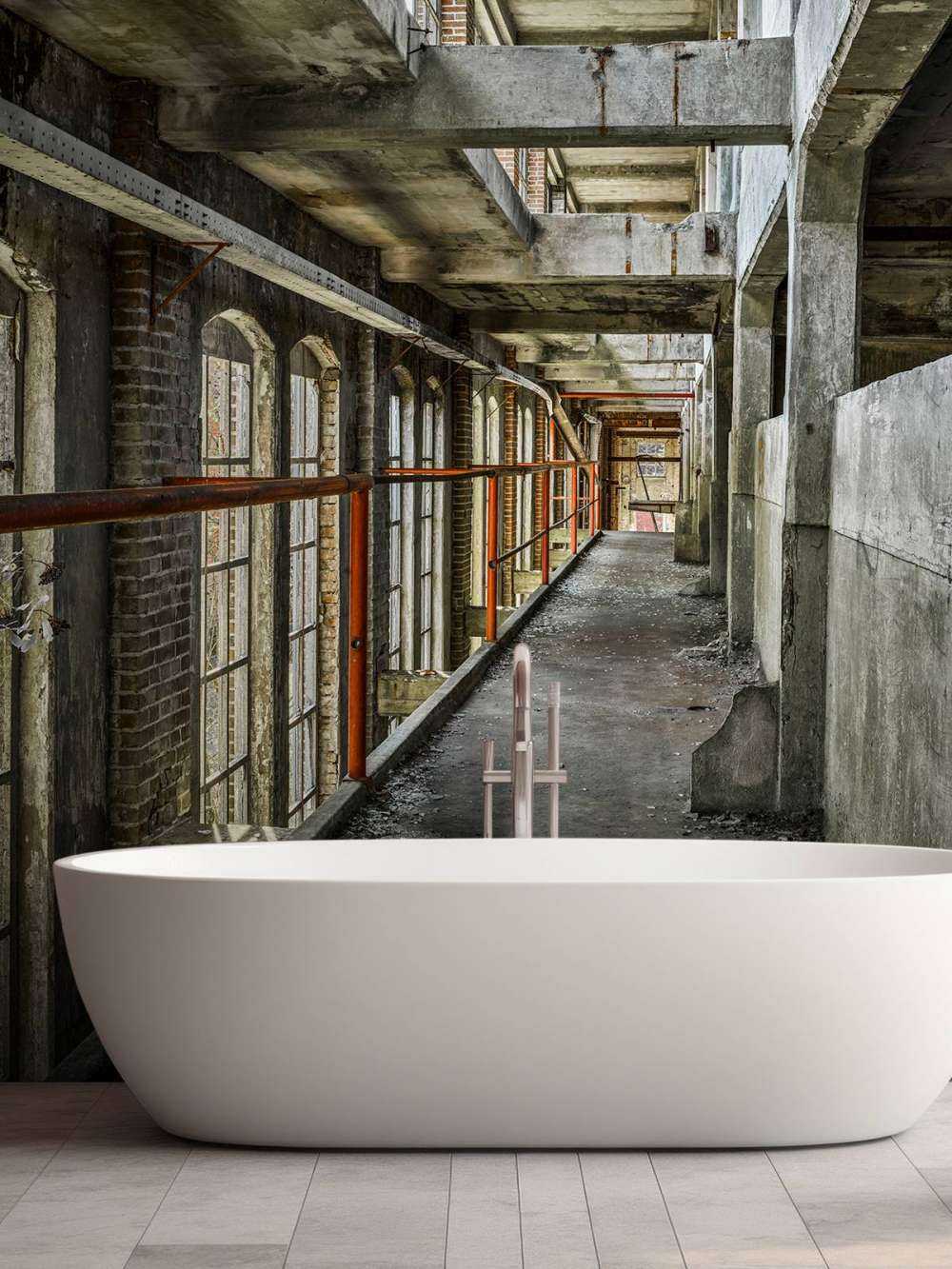 Footbridge in abandoned building