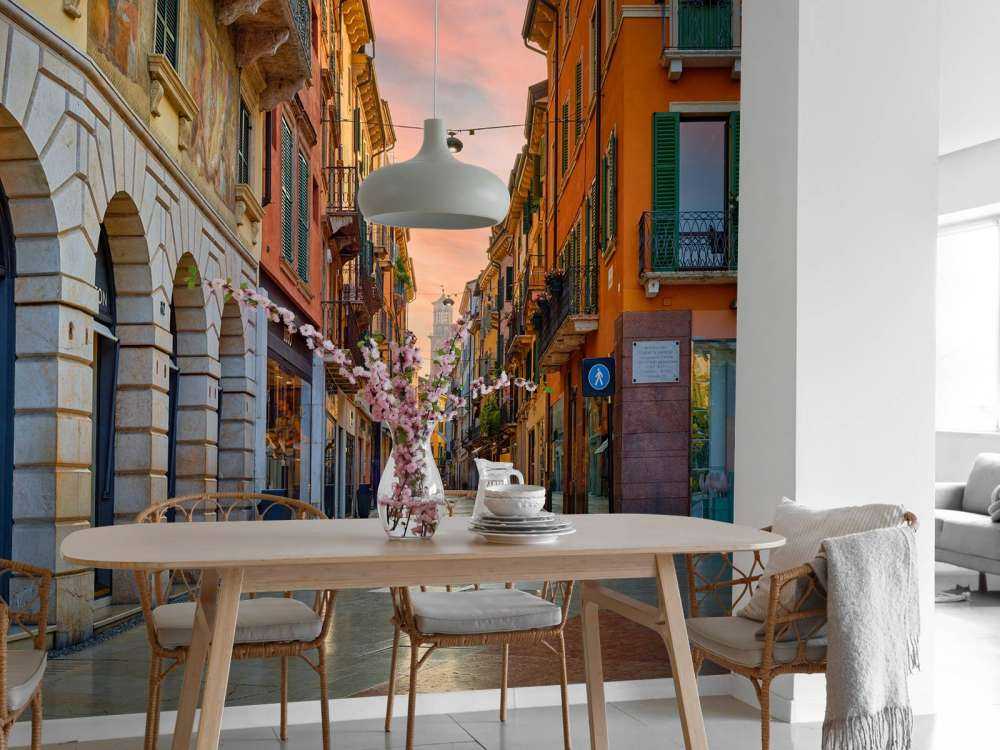 Shopping street at sunrise