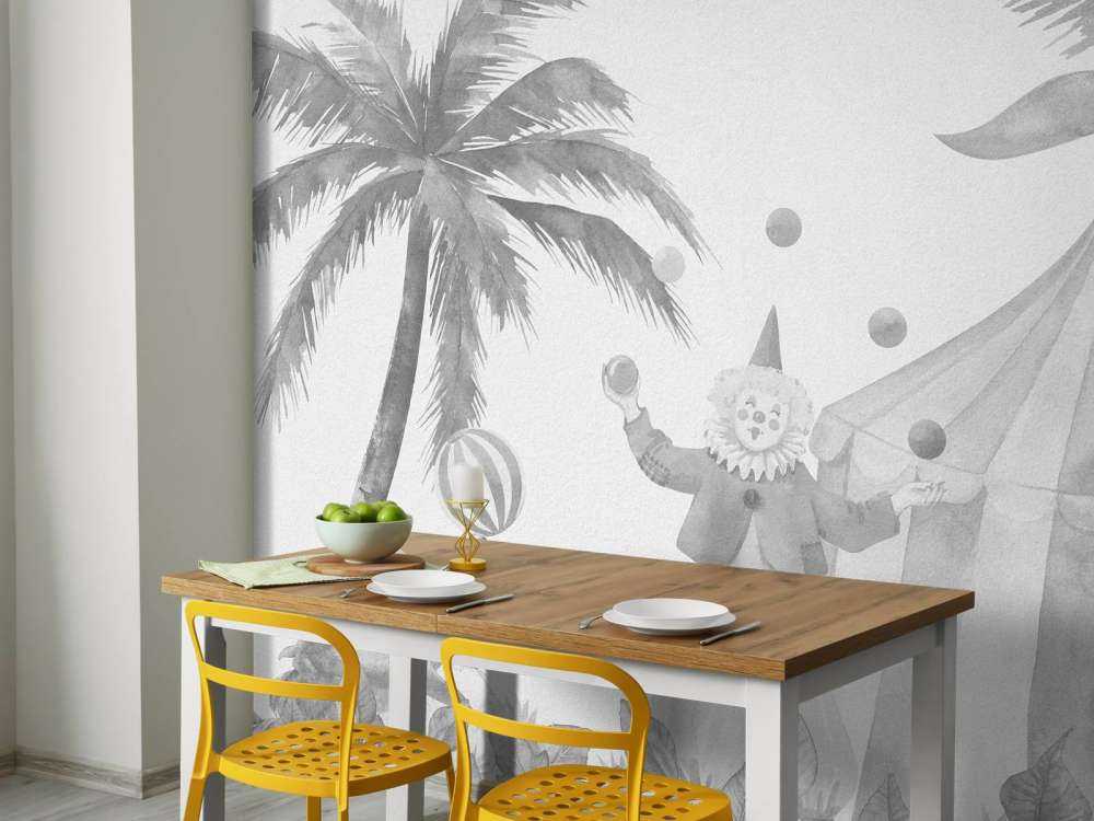 Cheerful circus animals grey