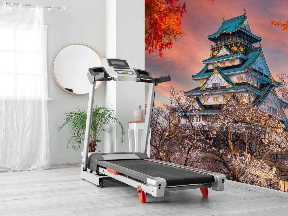 Osaka castle through the trees