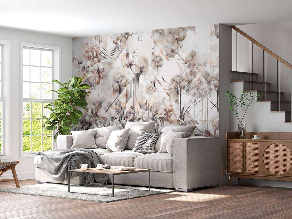 Huge Watercolor Irises Sepia