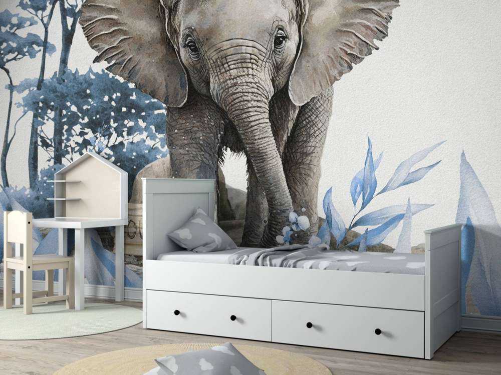 Elephant in the jungle blue