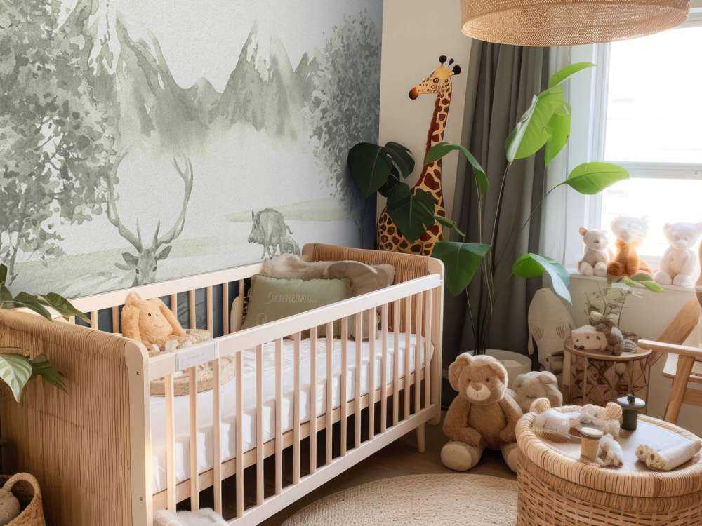 Forest with animals in green