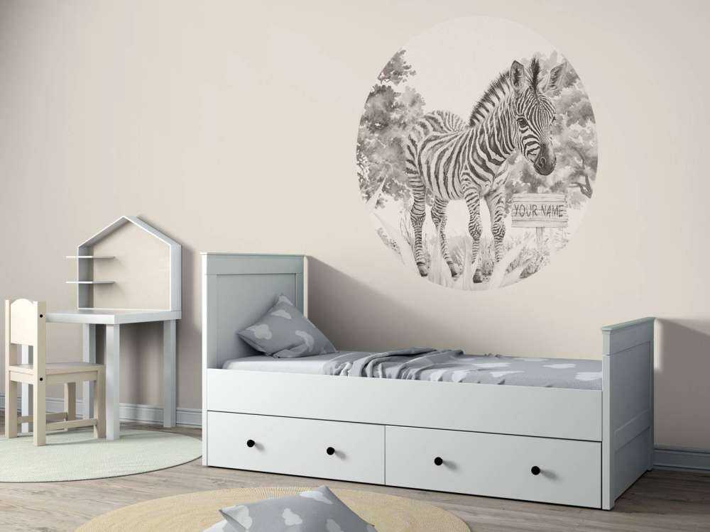 Young zebra in the nature beige