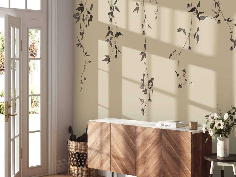 Clematis twigs on beige