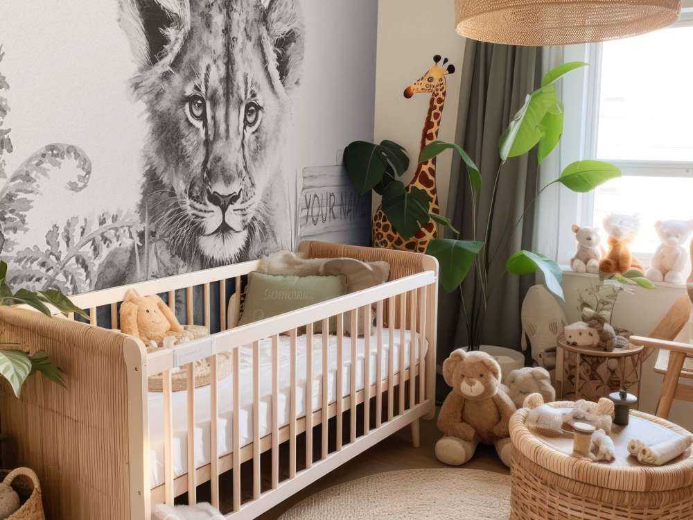 Baby lion in the jungle beige