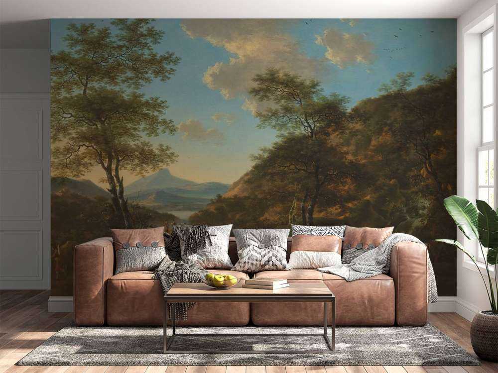 Italian landscape with artist