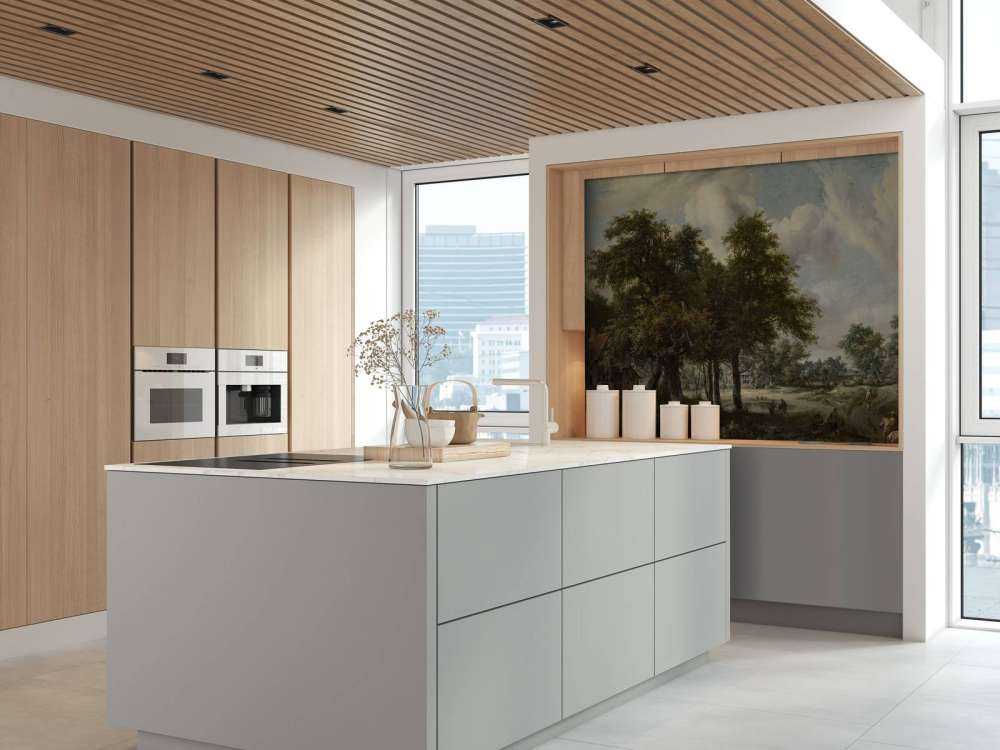 Forest landscape with farmhouses