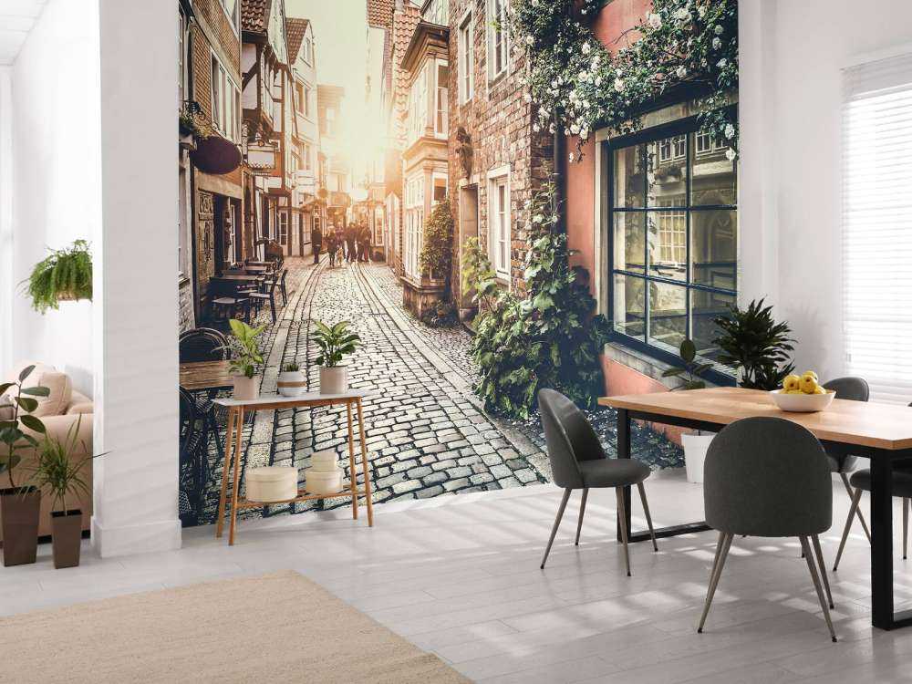 Sunset in an old street