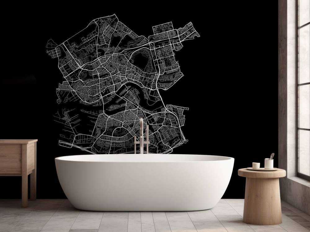 Map of Rotterdam, black
