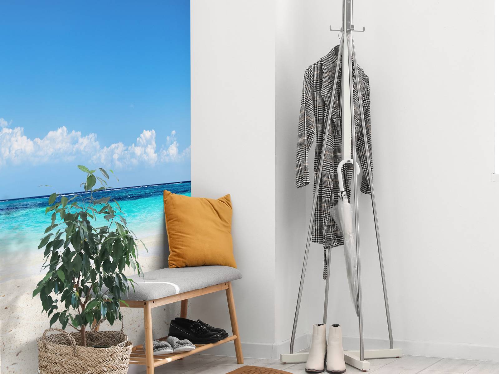 Chairs and parasol on tropical beach