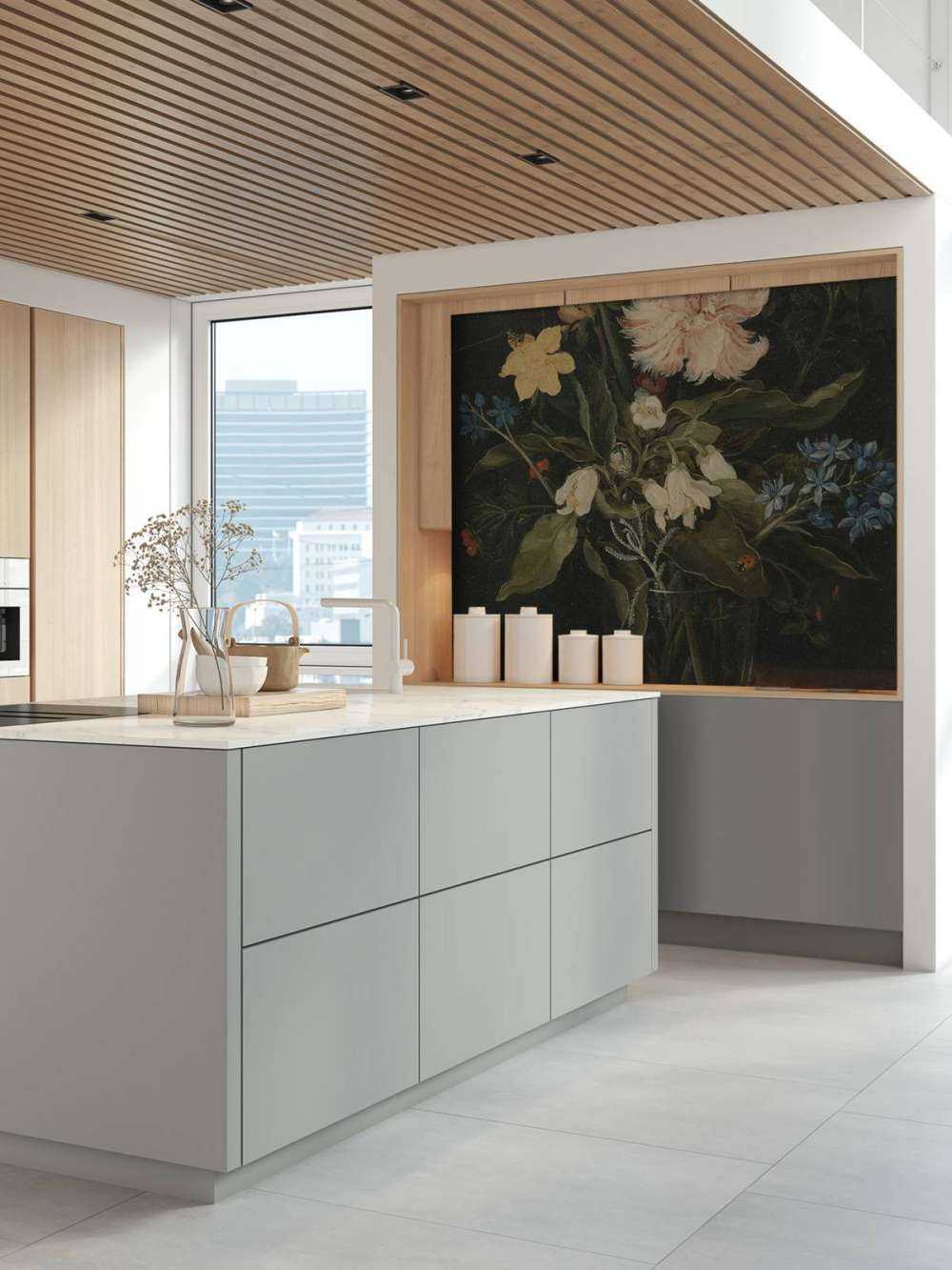 Still life with flowers in a glass