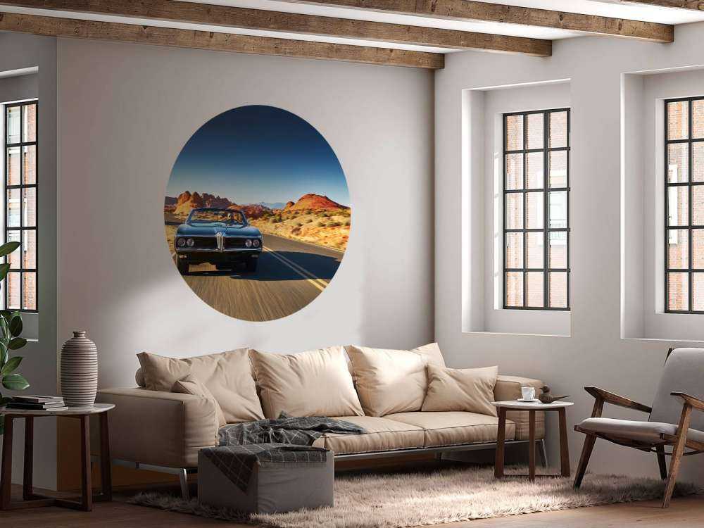 Muscle car in an American landscape