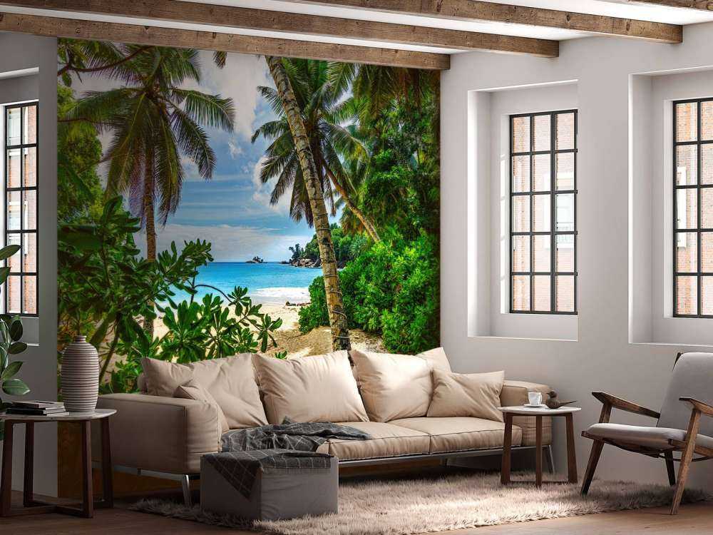 Beach between the palms