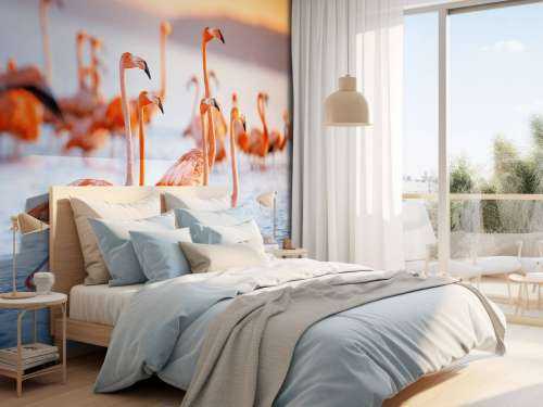 Staring flamingos