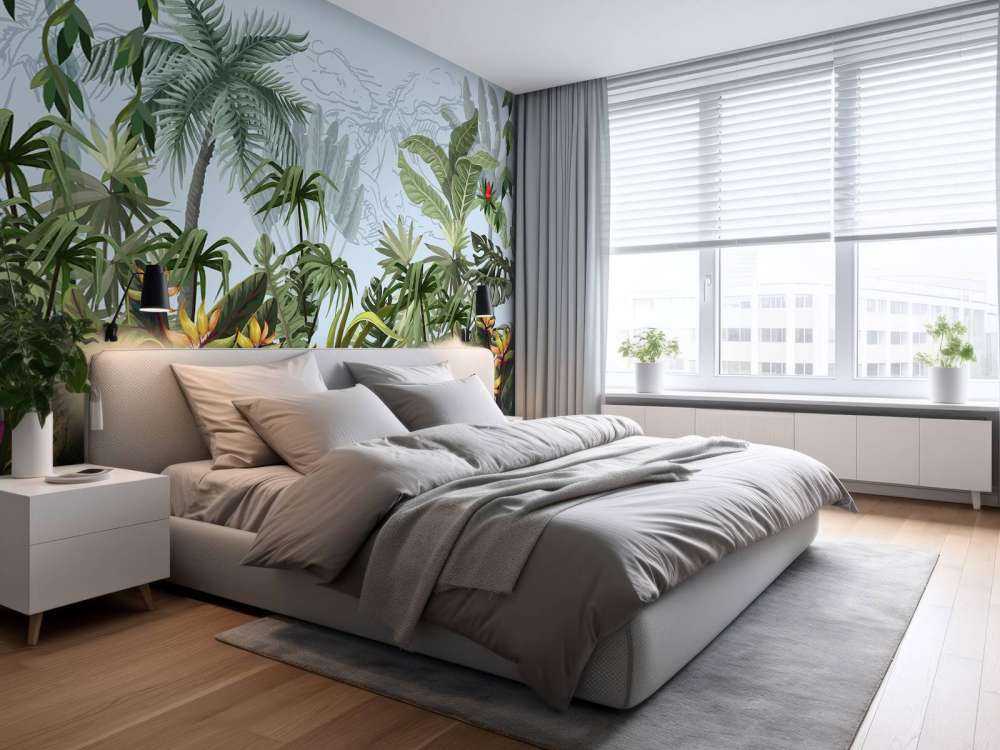 Jungle trees and flowers