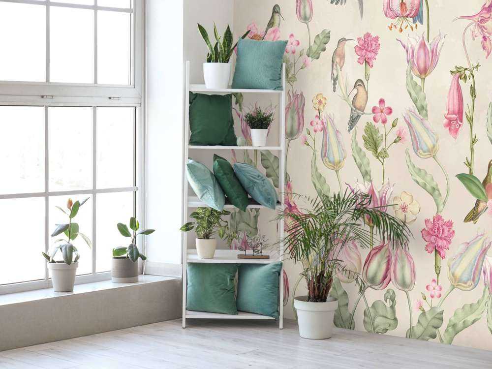 Spring Hummingbird Symphony - Blush Cream Elegance