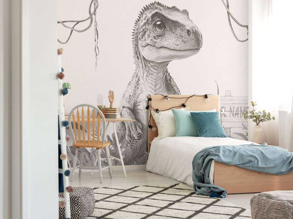 Baby t-rex in the beige jungle