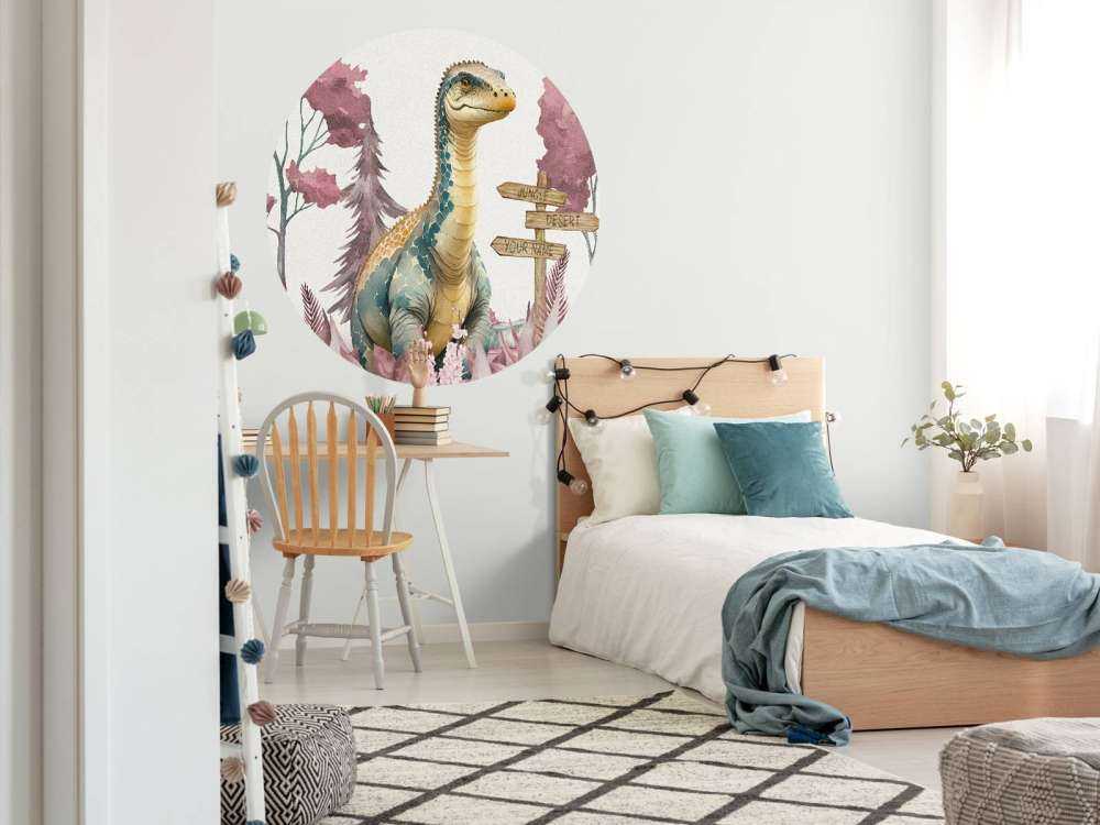 Baby brachiosaurus in the pink jungle