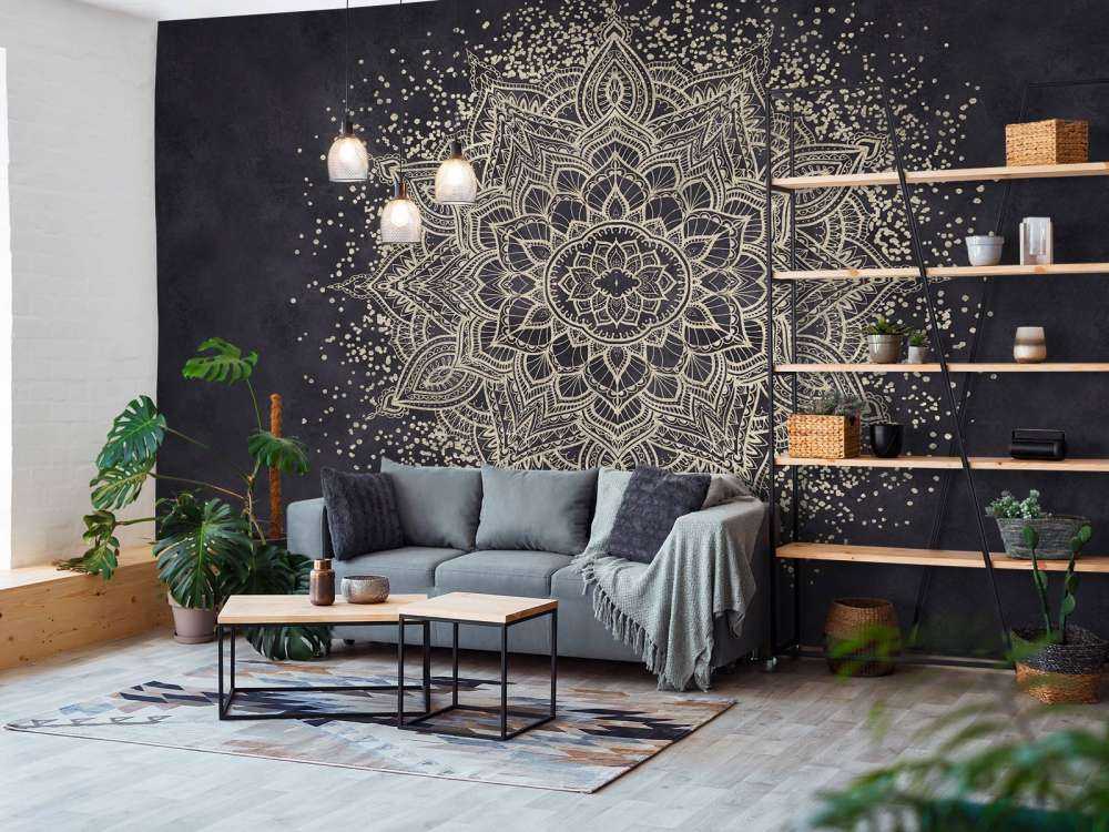 Golden Sparkling Mandala - dark navy