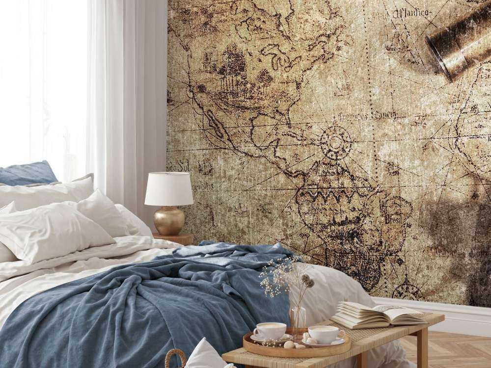 World map with compass