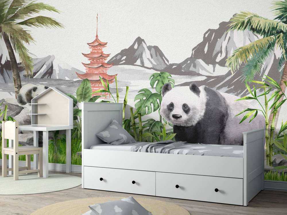 Pandas in bamboo jungle