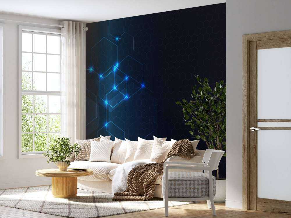 Abstract glowing hexagons