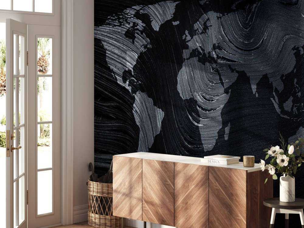 World map on a palm leaf
