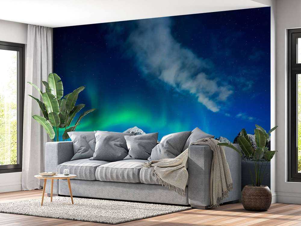 Northern lights above mountains