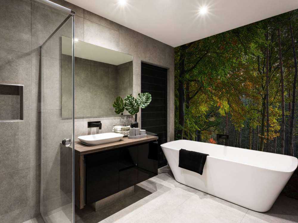 Path with leaves through the forest