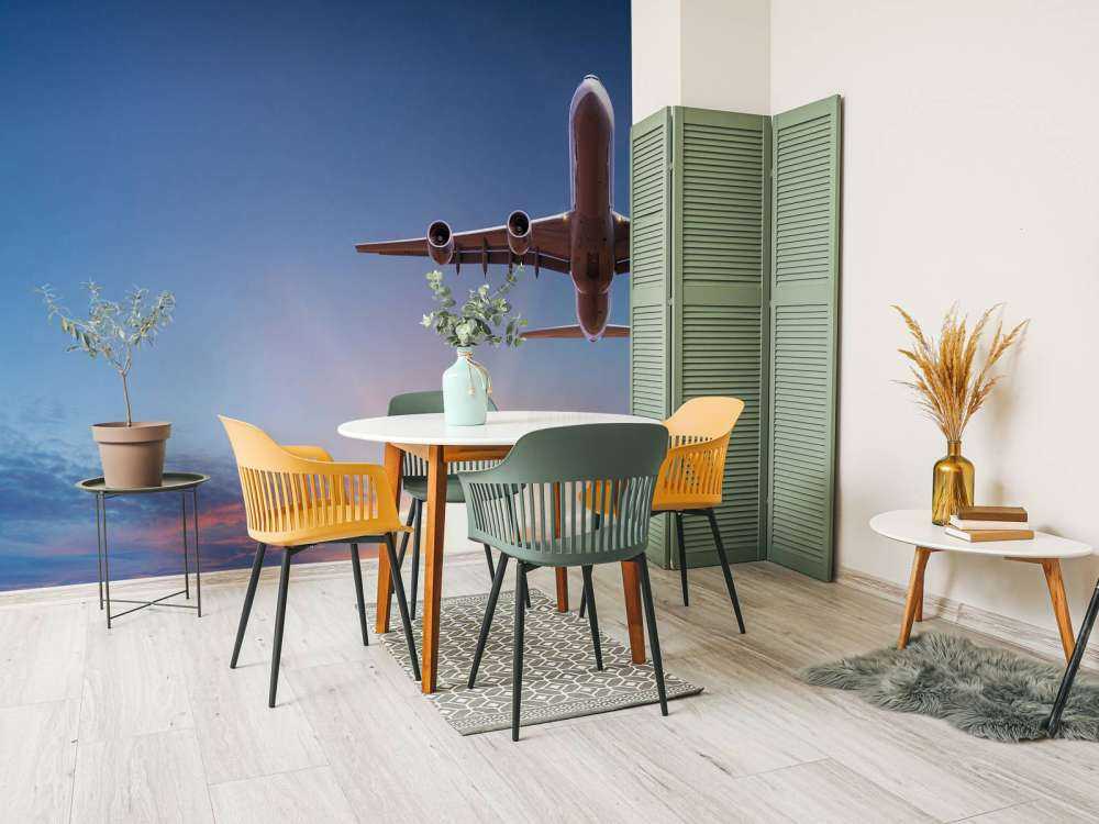 Airplane with beautiful sun