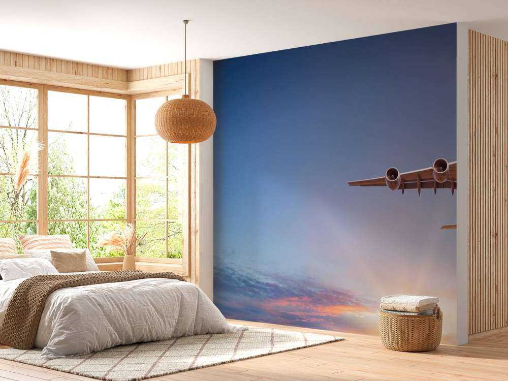 Airplane with beautiful sun