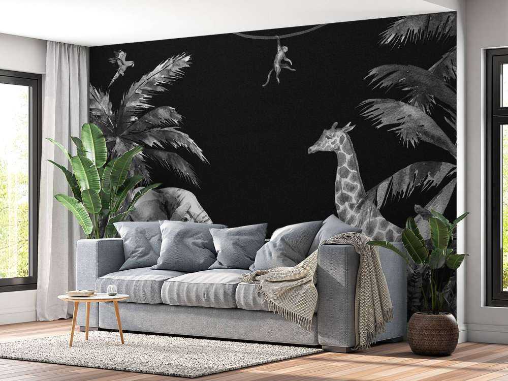 Black and white jungle animals