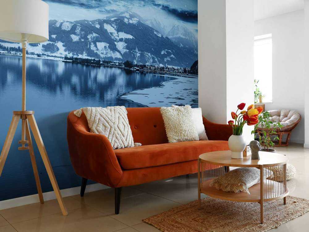 Frozen lake at night