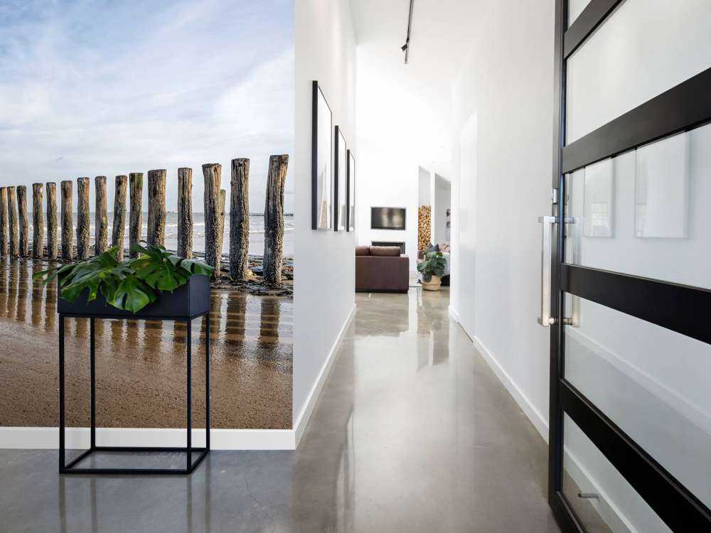 Wooden breakwater on the coast at Cadzand bath