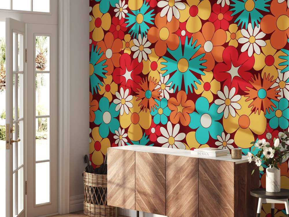 Cheerful retro flowers