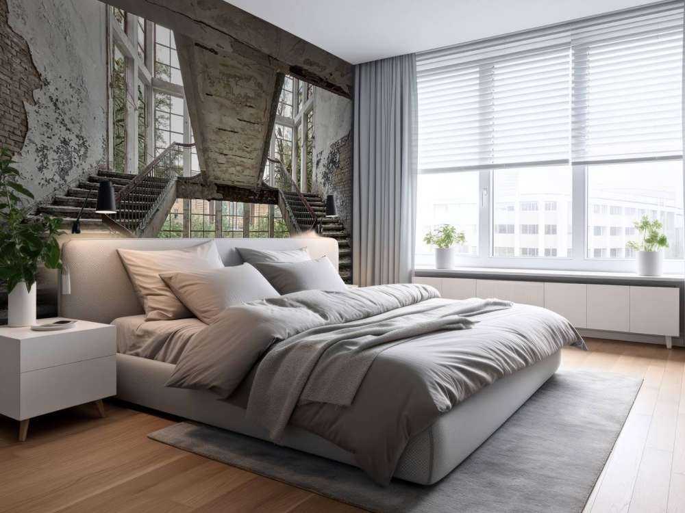 Stairwell in abandoned school