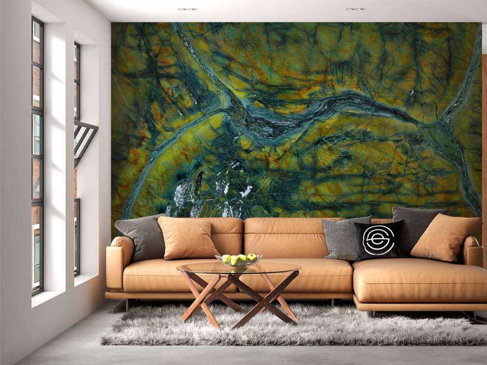 Green marble with orange