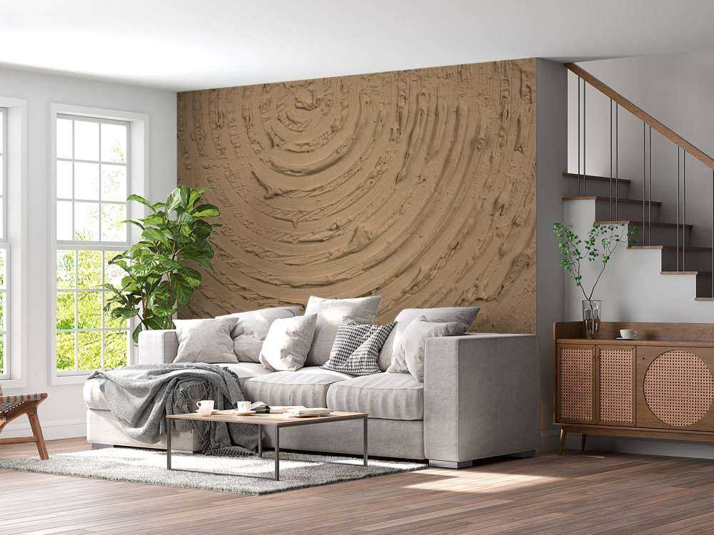 Round shapes and lines in gold brown