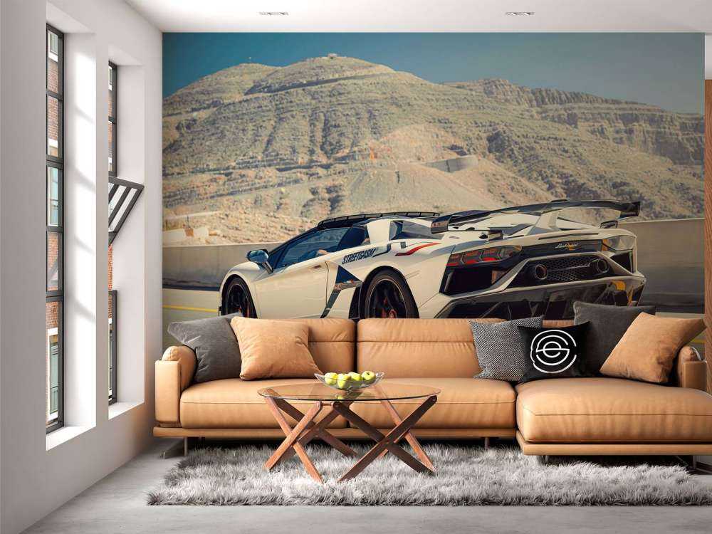 Supercar on mountain pass