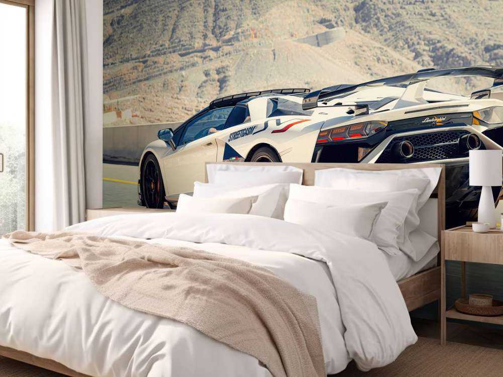 Supercar on mountain pass