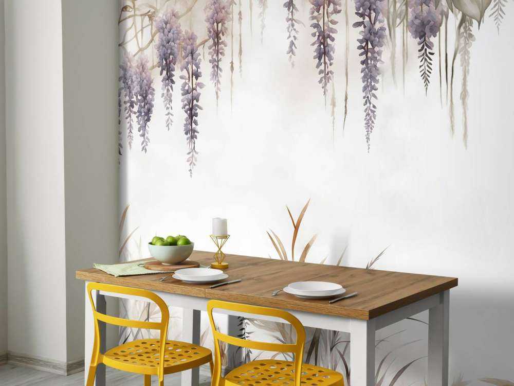 Wisteria and Field Grasses Beige