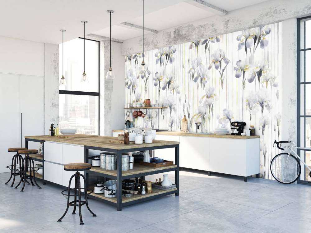 Irises and Stripes Seamless Gray