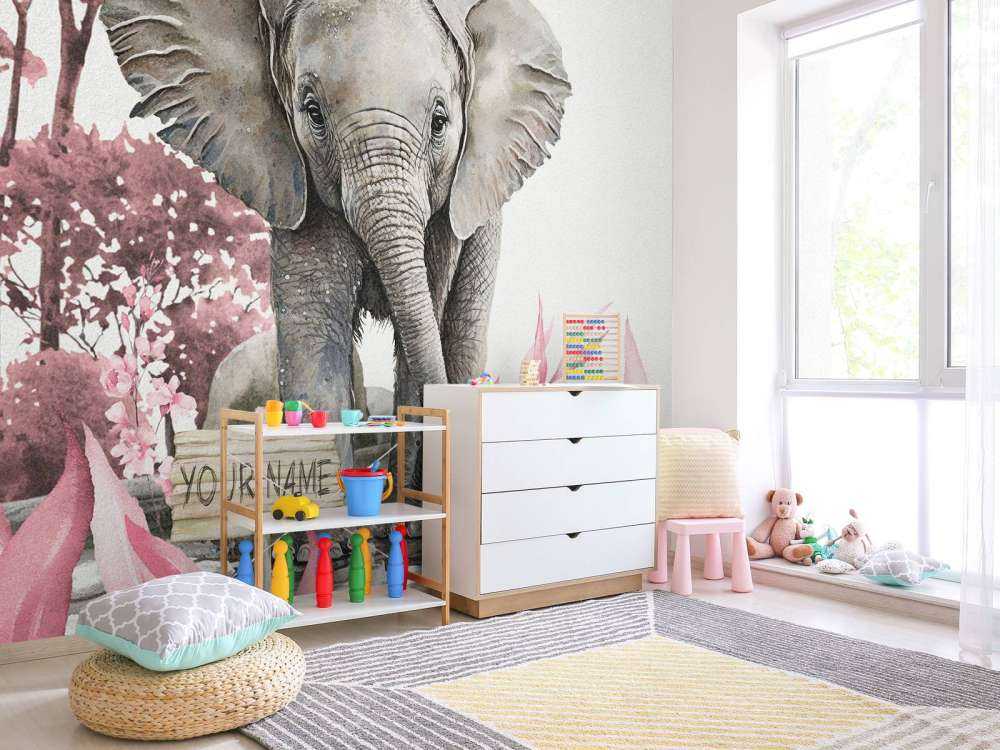 Elephant in the jungle pink